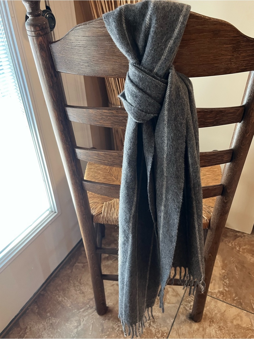 Vintage Made in Italy Cashmere Blend Pinstripe Scarf 64"x11"